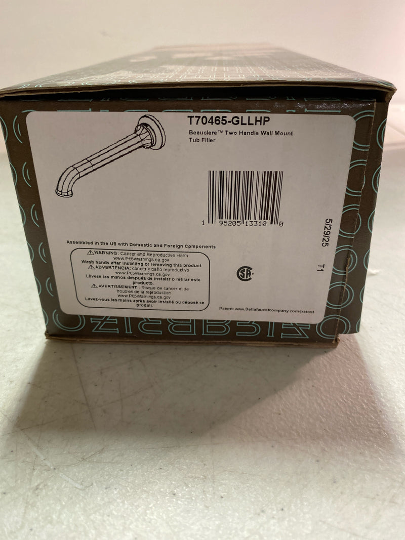Brizo T70465-GLLHP Beauclere 2 Handle Wall Mounted Tub Filler - Less Handles and Rough In - Luxe Gold