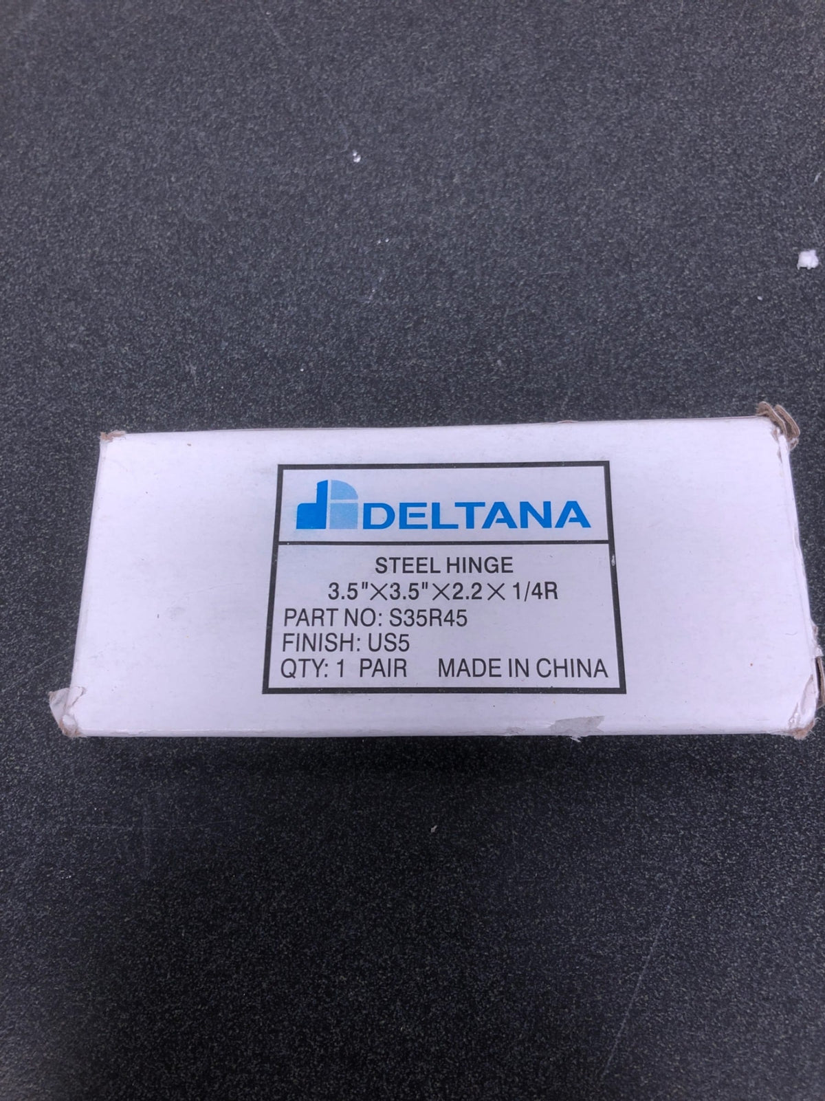 Deltana S35R45 3-1/2 x 3-1/2 Plain Bearing 1/4" Radius Corner Full Mortise Hinge - Pair - Antique Brass