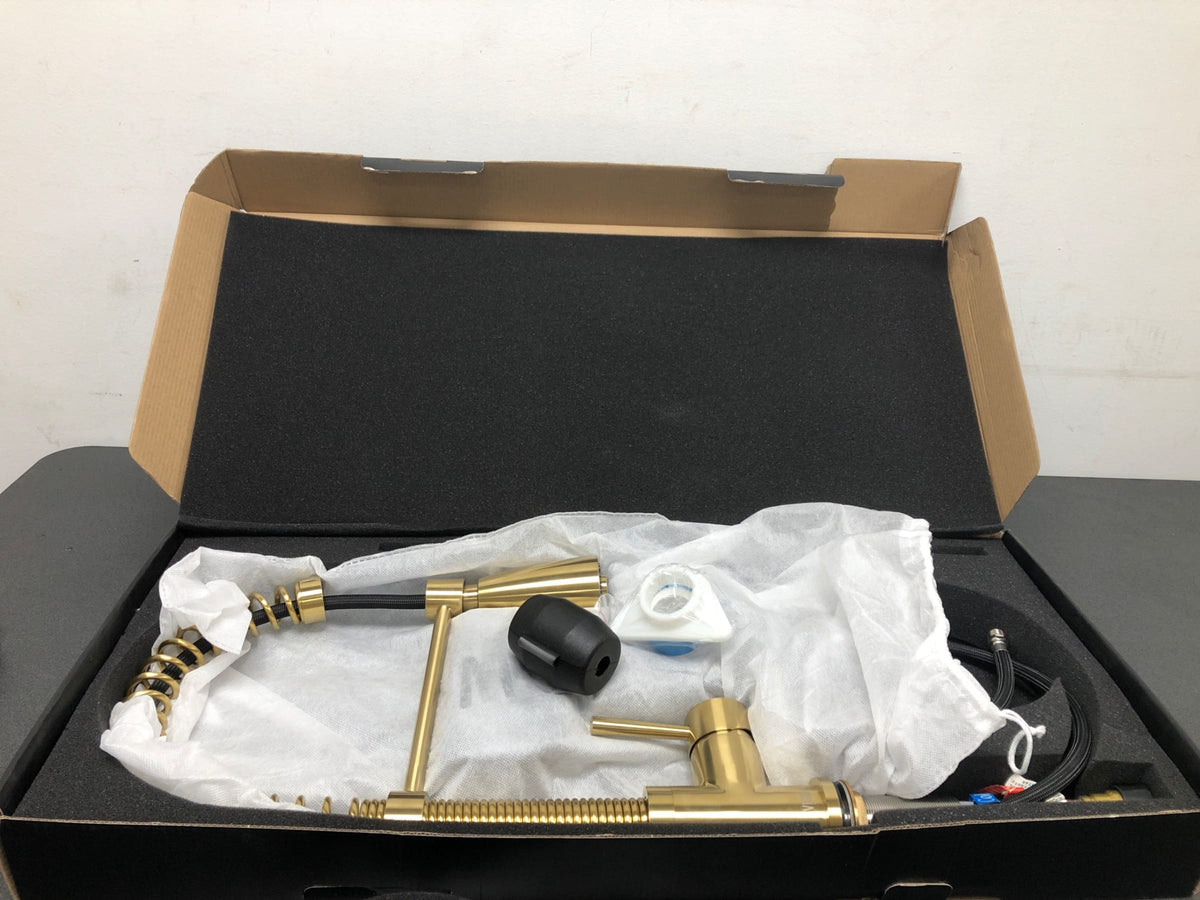 Vigo VG02001MG Edison 1.8 GPM Single Hole Pre-Rinse Pull-Down Kitchen Faucet with SmartHandle Technology - Matte Gold