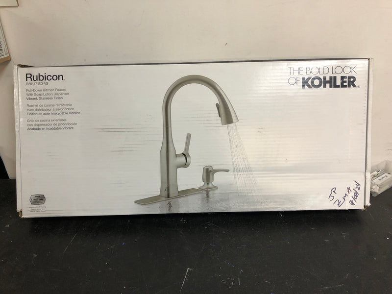 Kohler R20147-SD-VS Rubicon Single-Handle Pull-Down Sprayer Kitchen Faucet in Vibrant Stainless