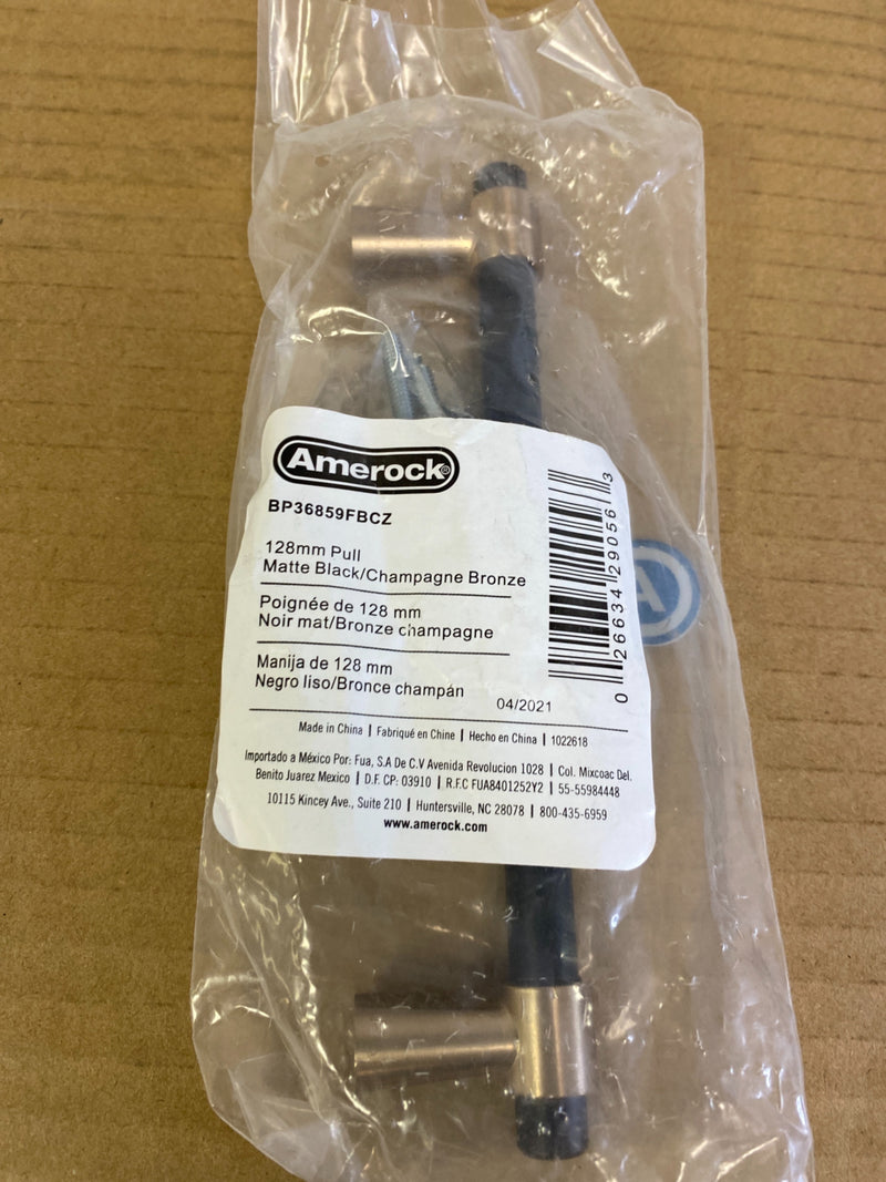 Amerock Mergence 5-1/16 in. (128 mm) Center-to-Center Matte Black/Champagne Bronze Drawer Pull