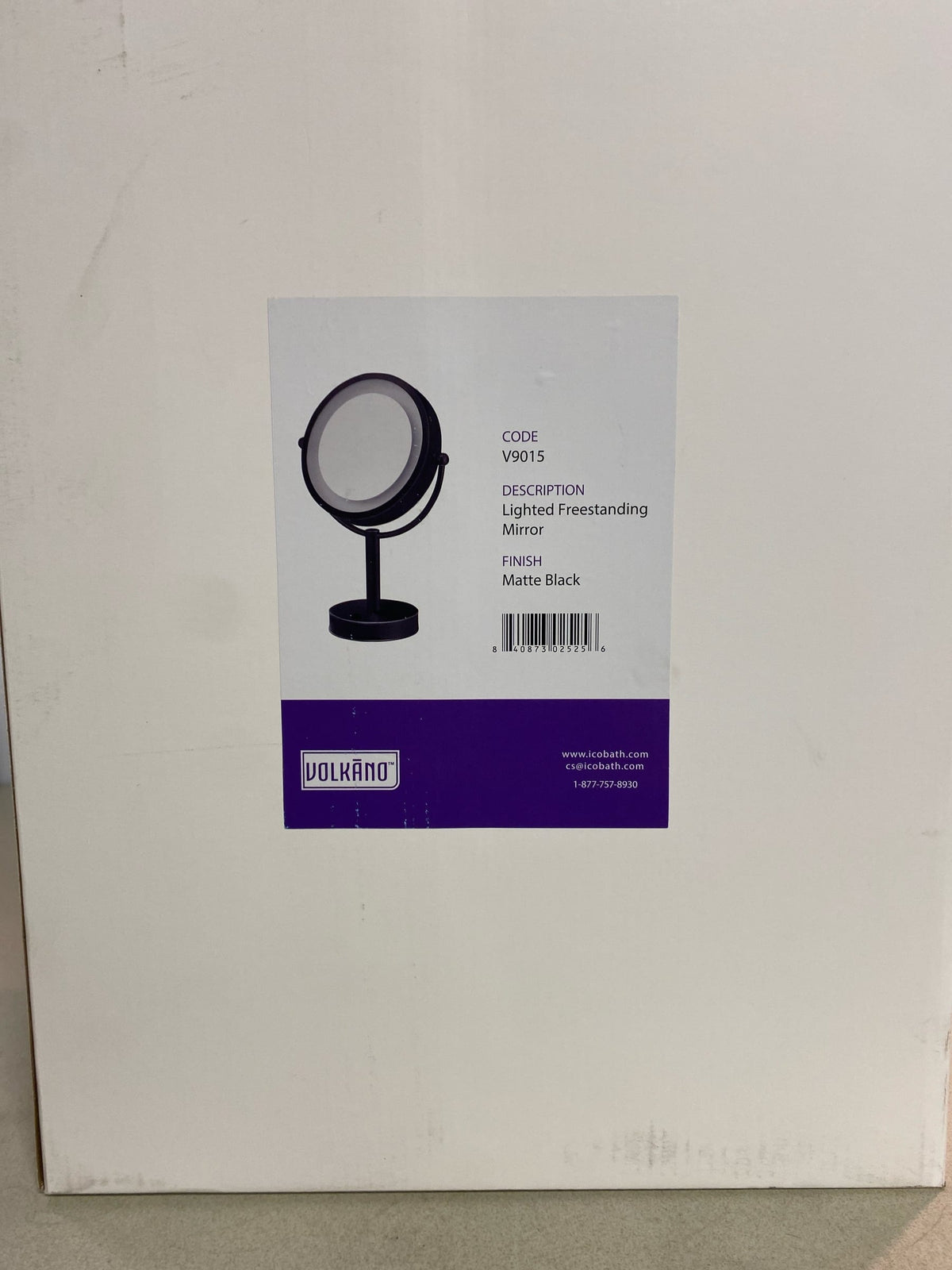 ICO Bath V9015 Volkano 10-7/8" W x 16" H Modern Circular Framed Makeup Mirror with LED Lighting - Matte Black