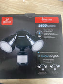 Globe Electric 180-Degree 15W Twin Head Black 1400 Lumens Hardwired Motion Activated Outdoor Integrated LED Flood Light Security Light, Outdoor, Outside House Lights