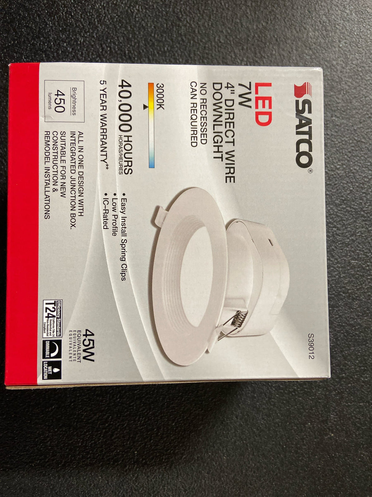 Satco Lighting S39012 LED Canless Recessed Fixture 5" Baffle Recessed Trim - 3000K - 450 Lumens - Frosted White