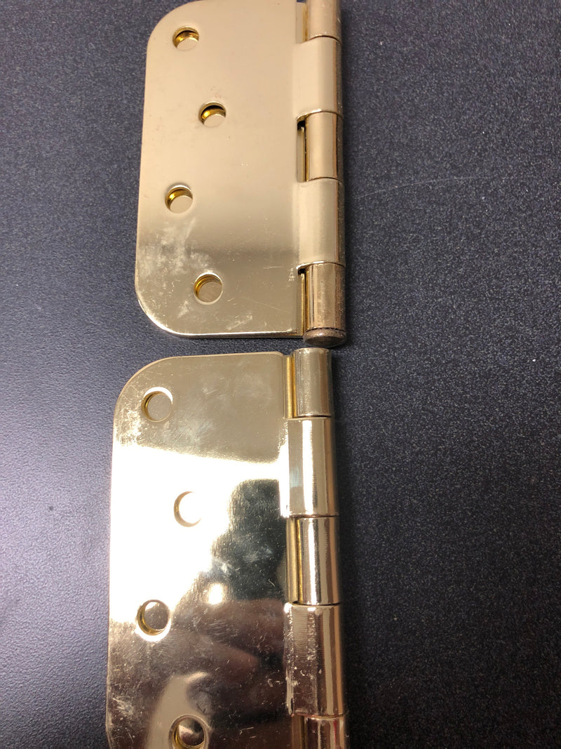 Deltana S44R53 4" x 4" Plain Bearing 5/8" Radius Corners Mortise Hinge - Pair - Polished Brass