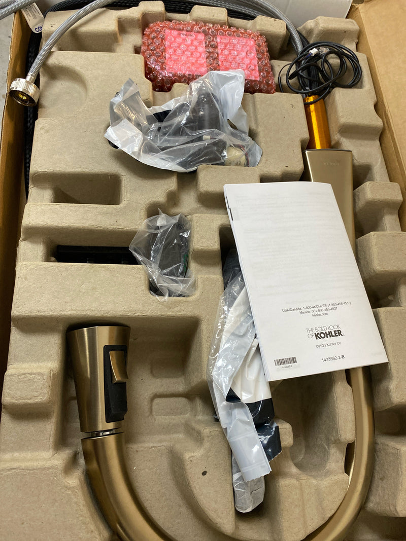 Kohler 22068-BV Graze Single Handle Touchless Pull-Down Kitchen Sink Faucet with 3-Function Sprayhead in Vibrant Brushed Bronze