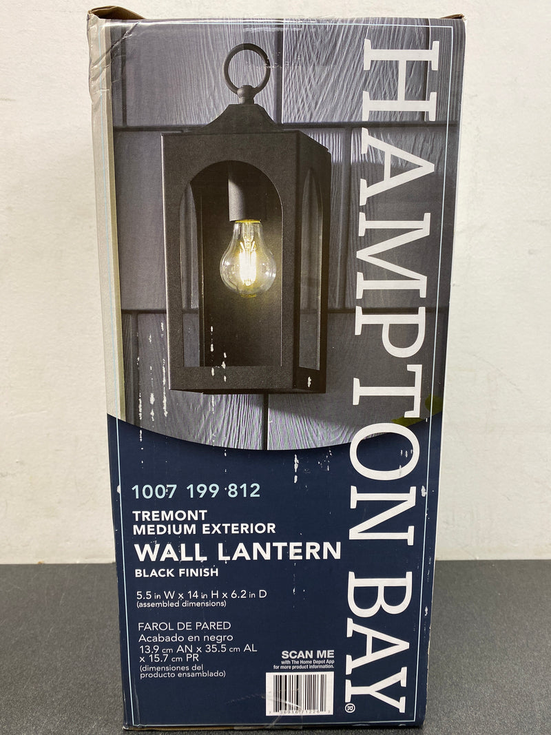 Hampton bay W190427-1SS Tremont 10.3 in. 1-Light Black Outdoor Wall Light Fixture with Clear Glass