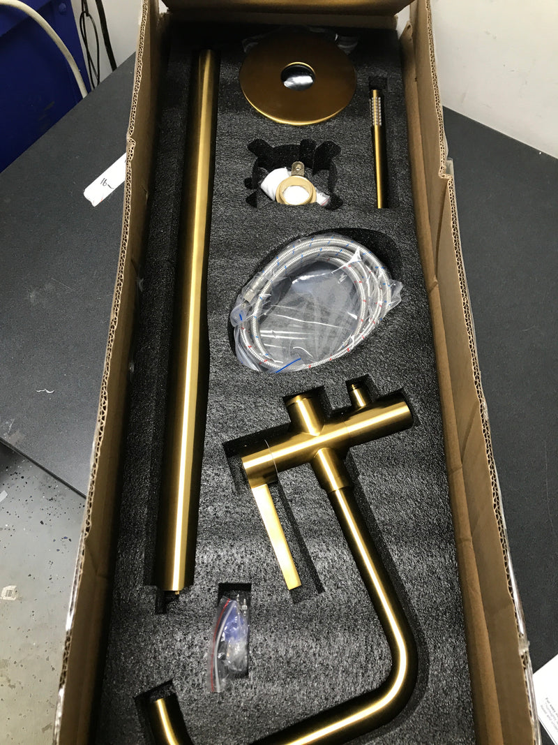 Miseno 109215-BTF-BG Delara Floor Mounted Tub Filler - Includes Hand Shower - Brushed Gold