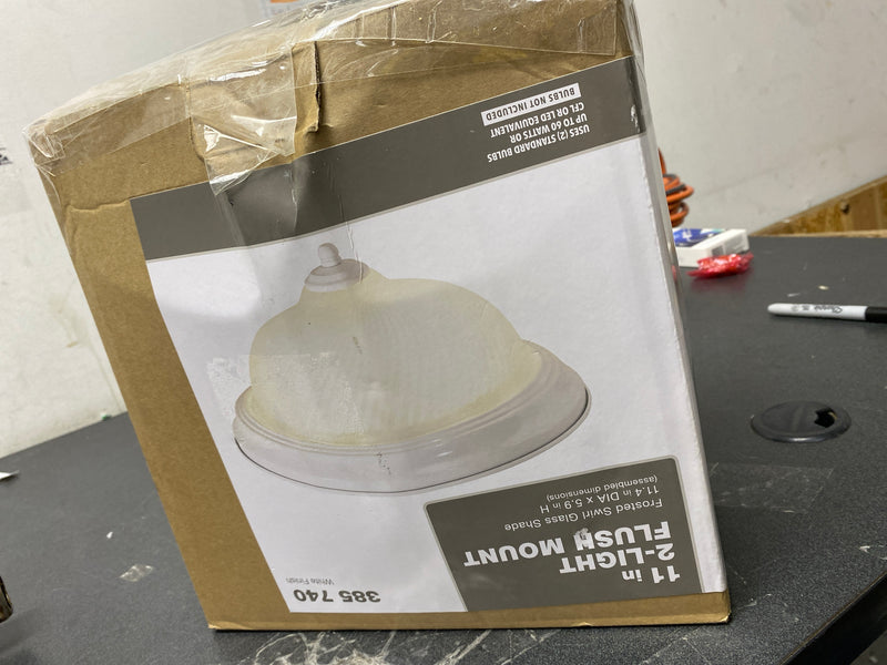 Unbranded FZP8012A/WH 11 in. 2-Light White Flush Mount