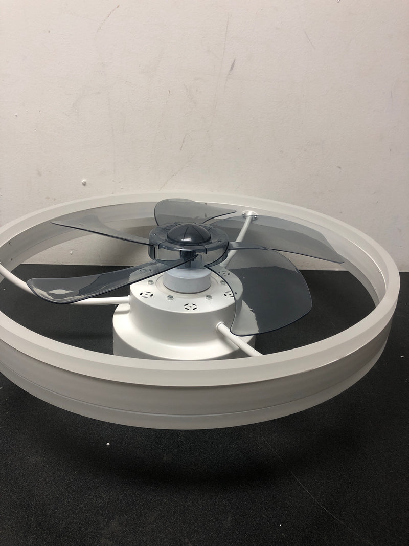 Antoine HD-SQ-WH-1 20 in. LED Indoor White Ceiling Fan with Modern Flush Mount with Light App Remote Control and Dimmable Lighting