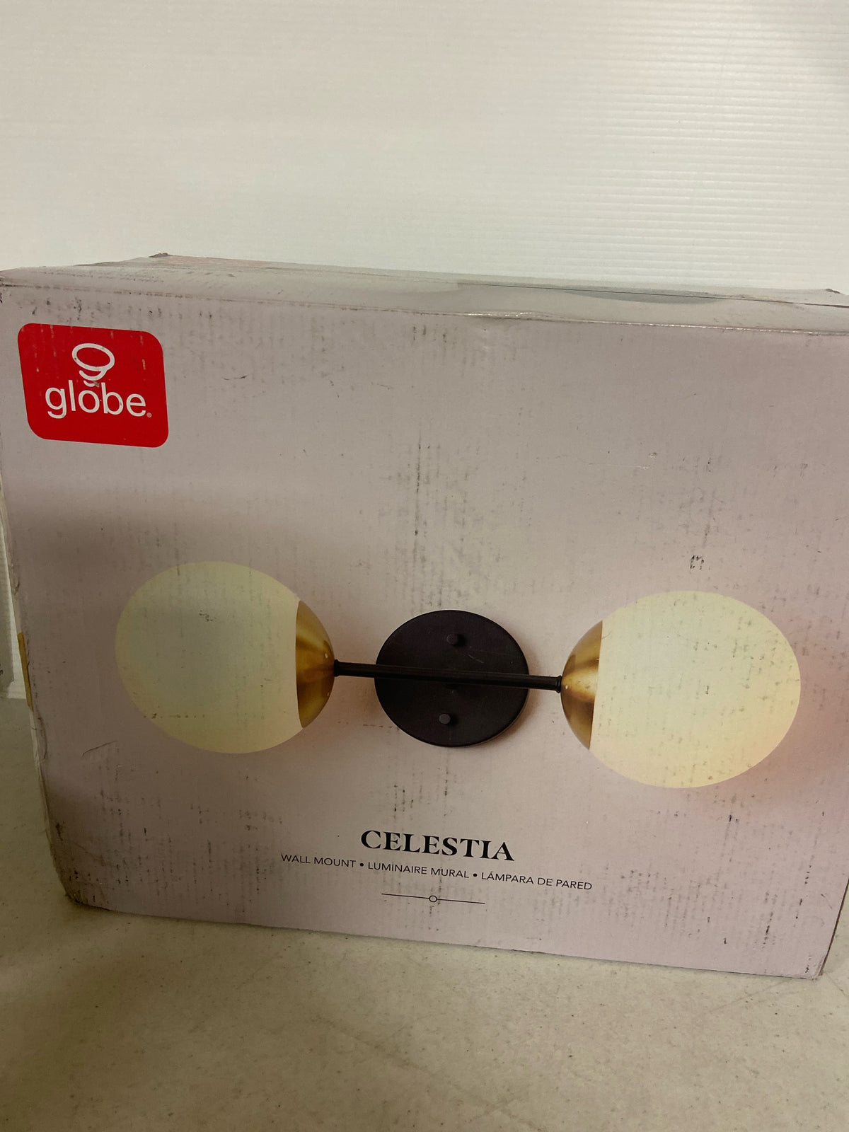 GLOBE Electric 52079 2-Light Wall Sconce, Matte Black, Antique Brass Accent Socket, Matte Opal Glass Shades, Modern Light for Living Room or Bedroom, Dimmer Switch Compatible, E26 Base