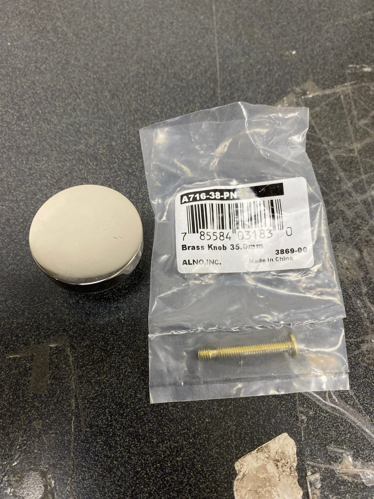 Alno A716-38-PN Moderne 1-3/8" Modern Round Disc Mushroom Solid Brass Cabinet Knob / Drawer Knob - Polished Nickel