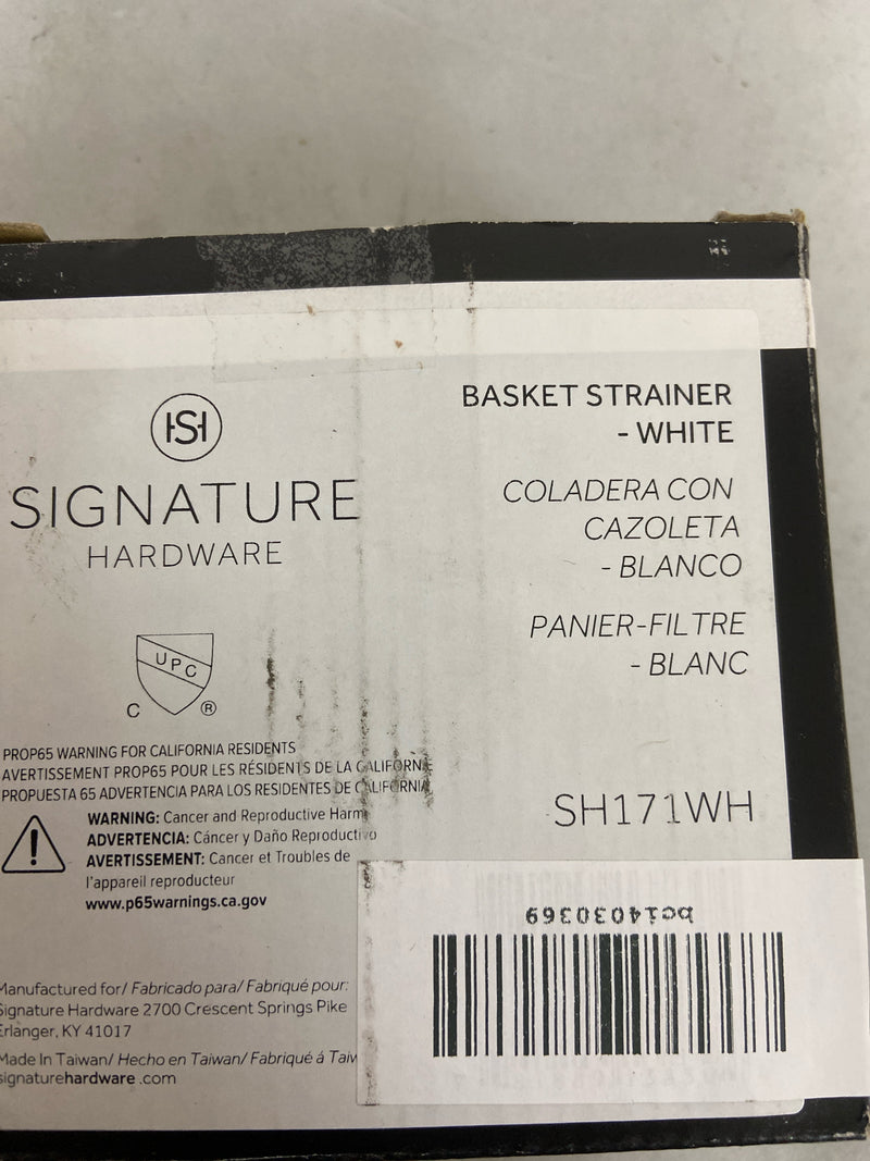 Signature Hardware SH171WH 3-1/2" Basket Strainer for Sinks up to 1" Thick - White