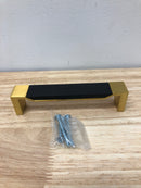 Belwith Keeler B076620WB-BGB Fuse 5-1/16 Inch (128 mm) Center to Center Modern Cabinet Handle / Drawer Pull with Wood Inlay - Brushed Golden Brass With Black Wood
