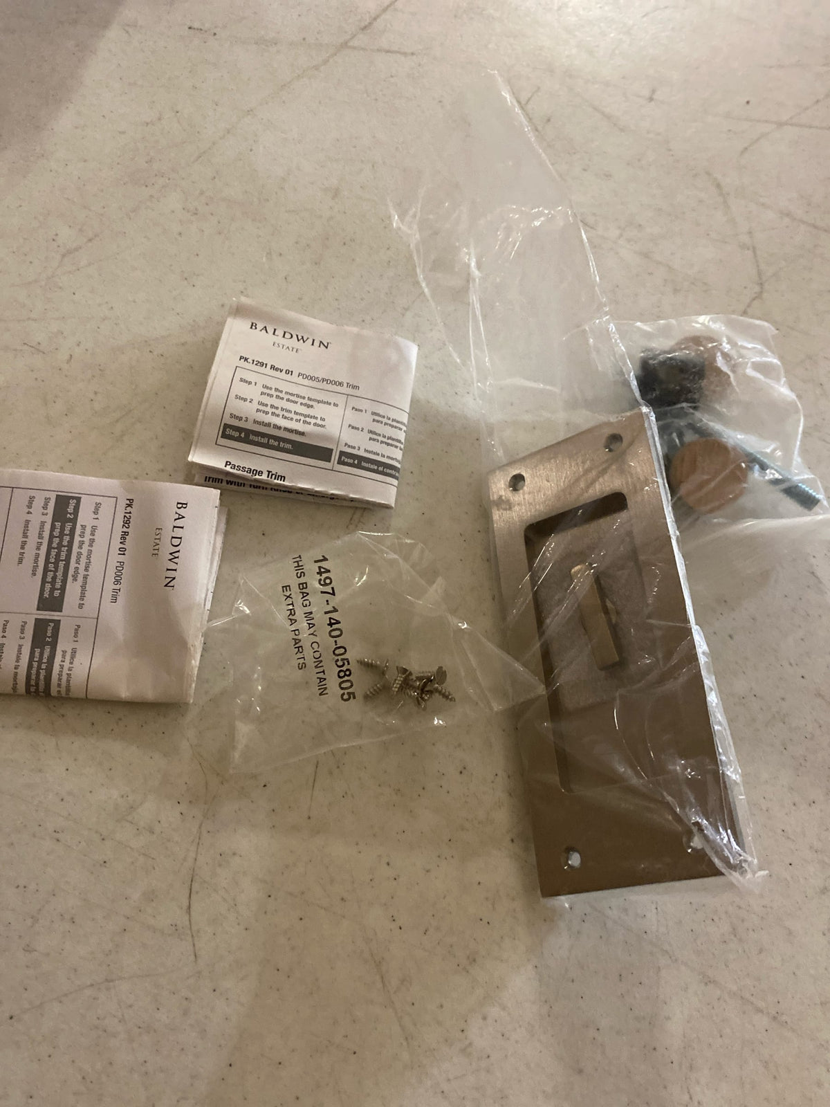 Baldwin PD006056KT Santa Monica Style Pocket Door Interior Privacy Trim from the Estate Collection - Satin Nickel
