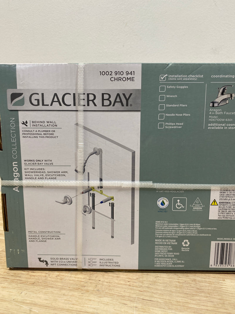 Glacier bay HD833X-0101 Aragon Double Handle 1-Spray Shower Faucet 1.75 GPM in Chrome