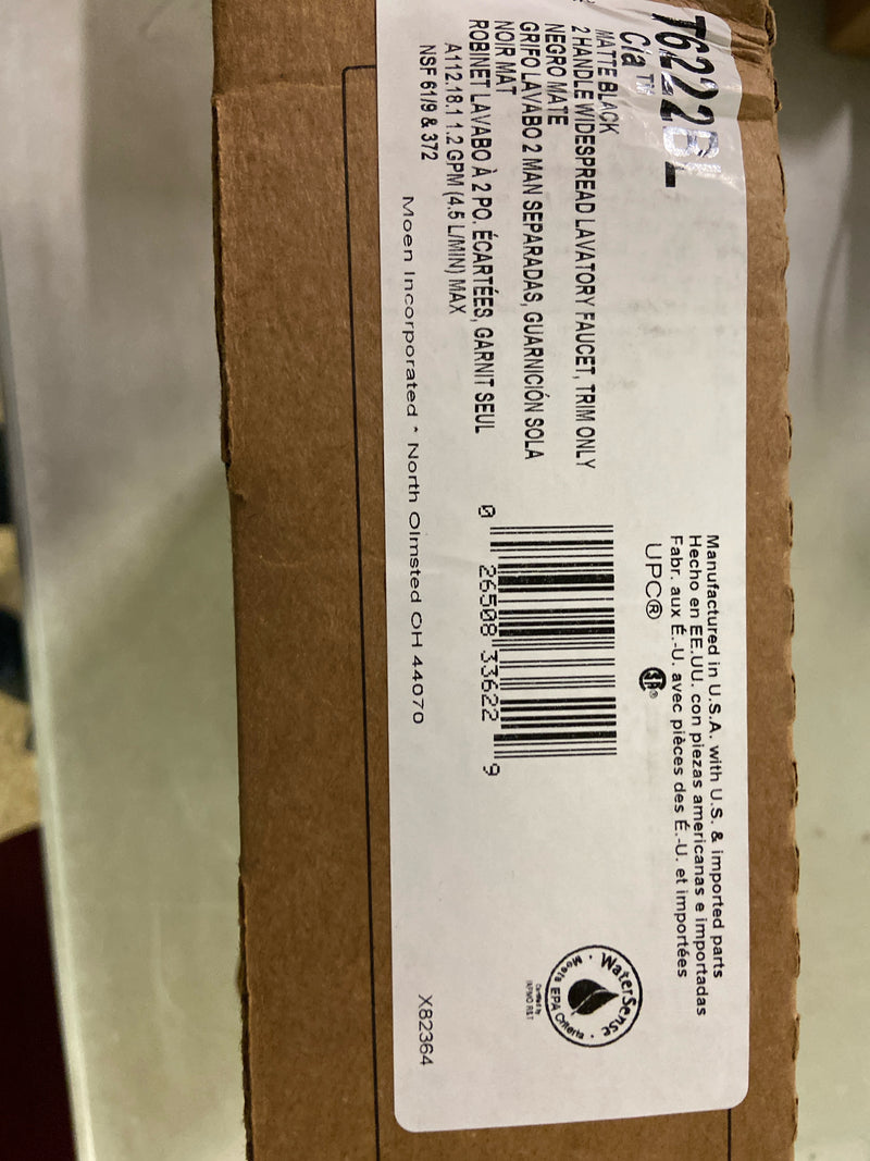 Moen T6222BL Cia 8 in. Widespread 2-Handle High-Arc Bathroom Faucet Trim Kit in Matte Black (Valve Sold Separately)