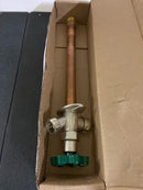 Prier Products C-144T10 3/4" MIP x 1/2" FIP Handle-Operated Freezeless Residential Wall Hydrant with 10" Insertion - Satin Nickel