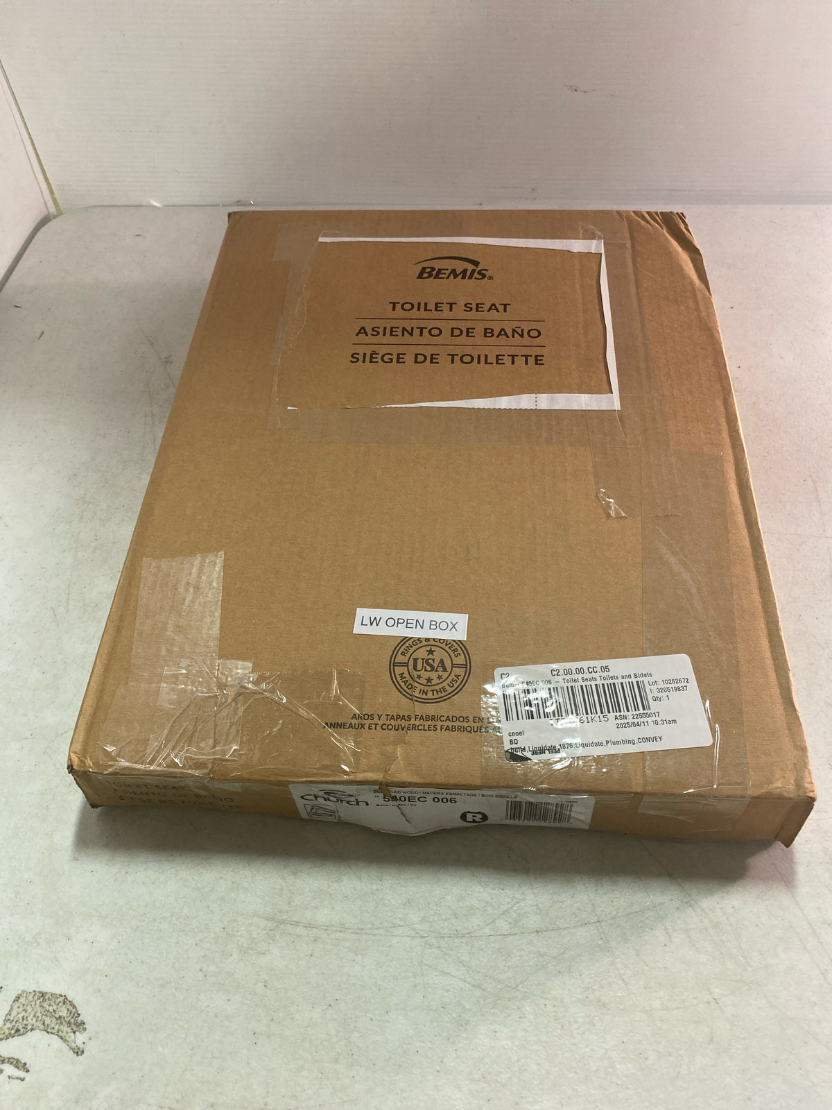 Bemis 540EC 006 Round Closed-Front Enameled Wood Toilet Seat with Flat Cover - Bone