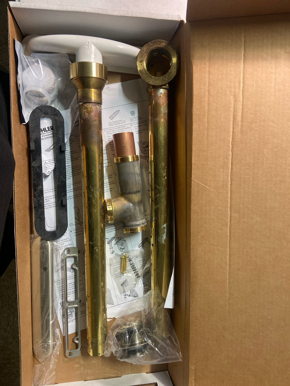 Kohler K-7271-BN Clearflo 1-1/2" Toe-Tap Tub Drain Kit - with Brass Slotted Overflow - Vibrant Brushed Nickel