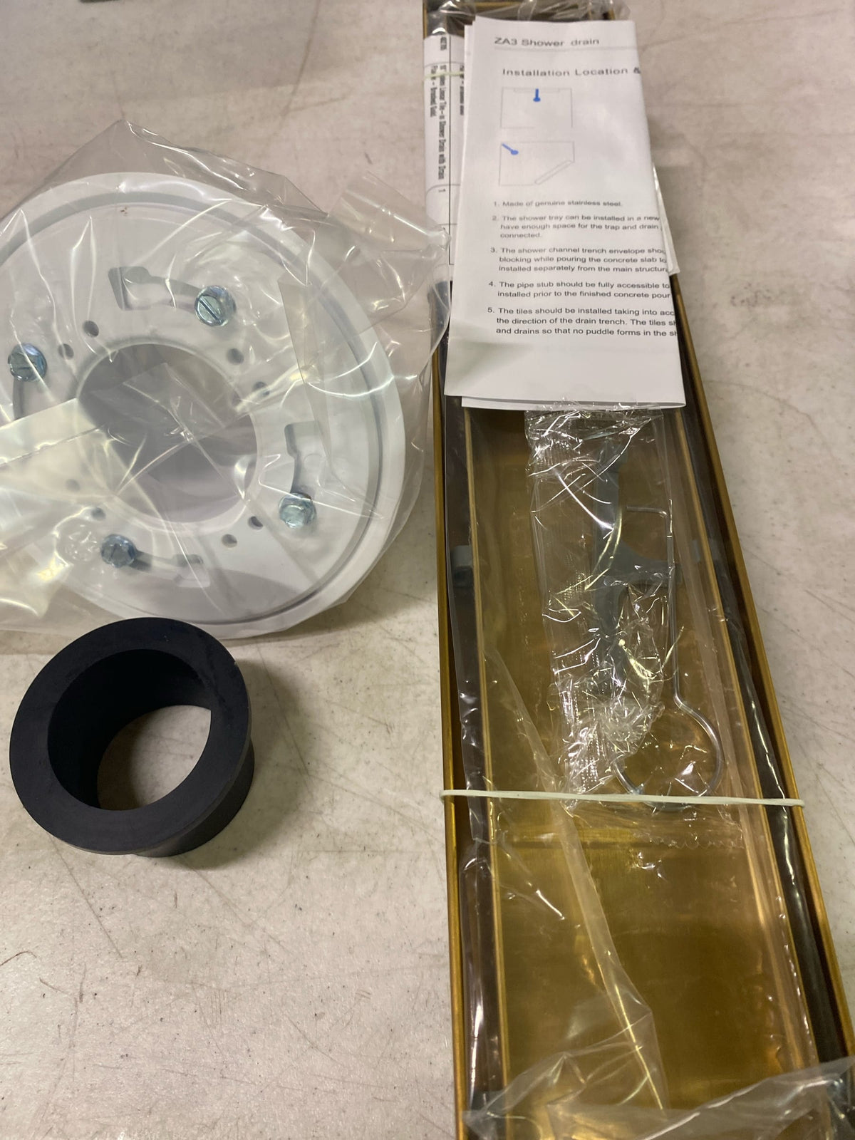 Signature Hardware 482705 Cohen 18" Tile Insert Linear Shower Drain with Flange - Brushed Gold