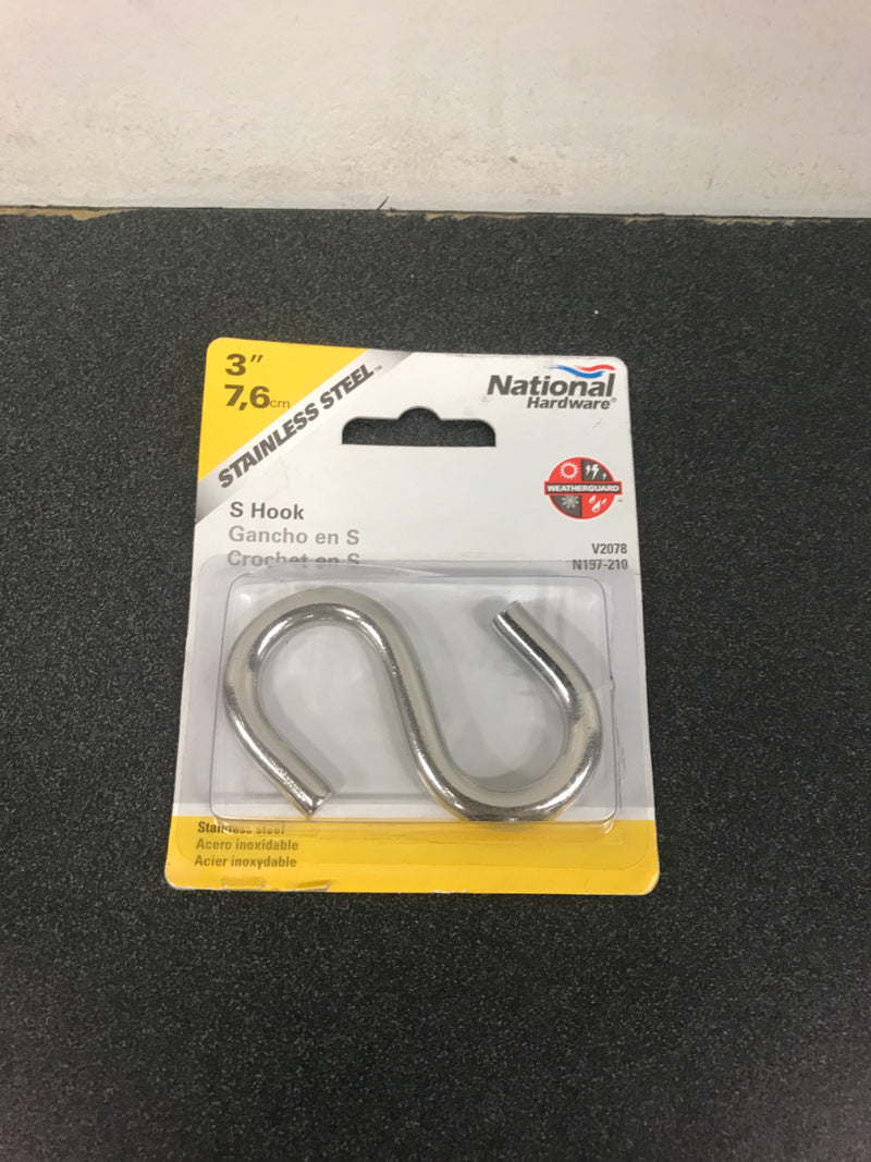 National Hardware N197-210 V2078 Open S Hook in Stainless Steel