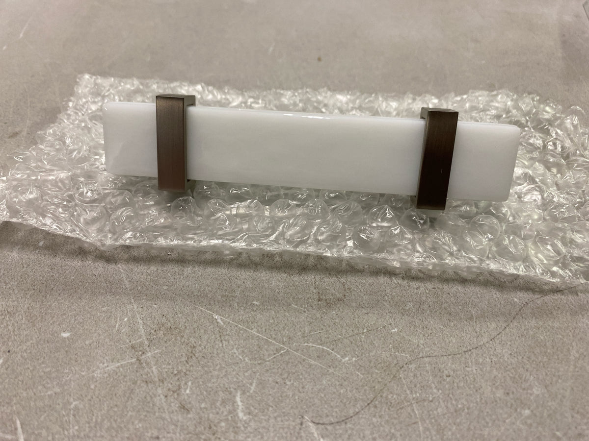 Sietto Adjustable 5.5" White Glass Bar Satin Nickel Base P-1901-5.5-SN Cabinet Pull
