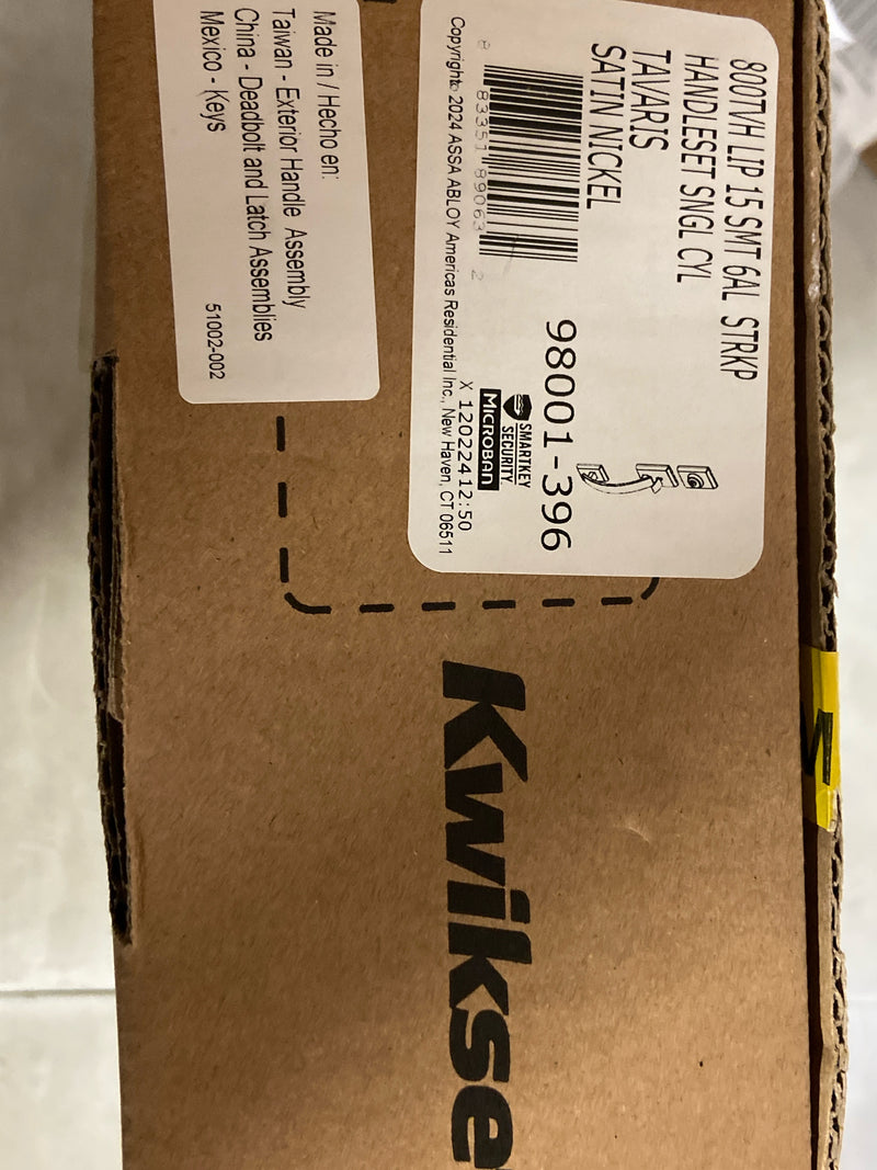 Kwikset 800TVHLIP-15S.STRKP Tavaris Sectional Single Cylinder Keyed Entry Exterior Pack Handleset with SmartKey - Satin Nickel