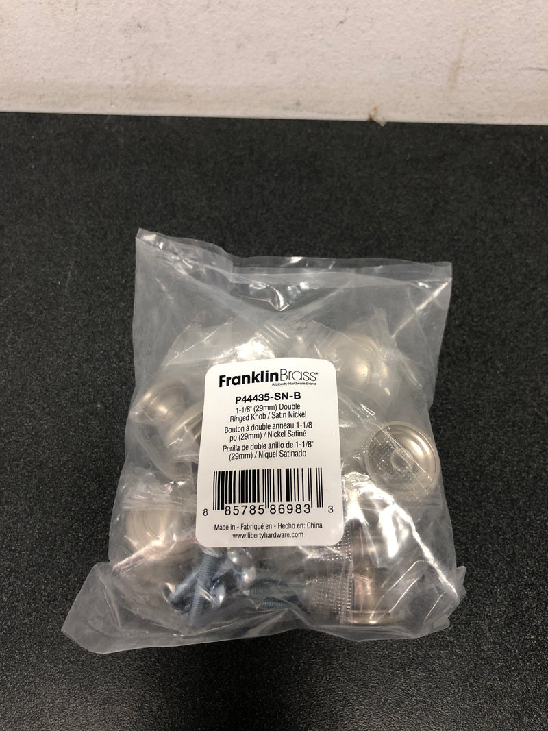 Franklin Brass P44435-SN-B Double Ringed 1-1/8 Inch Mushroom Knob - Pack of 10 - Satin Nickel