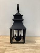 Home decorators collection 13654 Rainbrook 18 in. 2-Light Matte Black Outdoor Wall Light Fixture with Seeded Glass