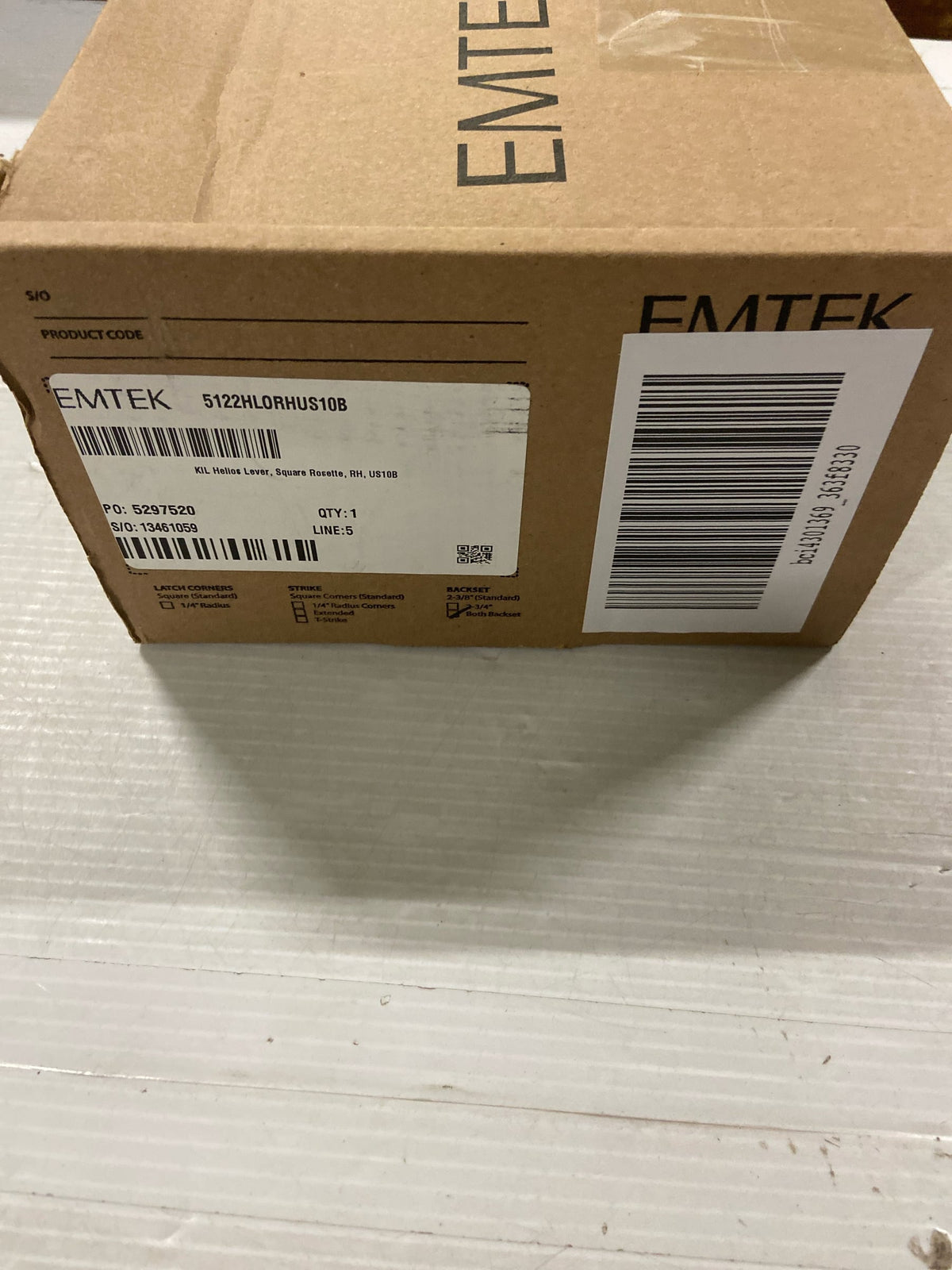 Emtek 5122HLOUS10BRH Helios Right Handed Single Cylinder Keyed Entry Door Lever Set with Square Rose - Oil Rubbed Bronze