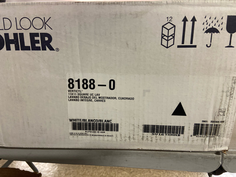 Kohler K-8188-0 Verticyl 13-1/16" Square Vitreous China Undermount Bathroom Sink with Overflow Drain - White