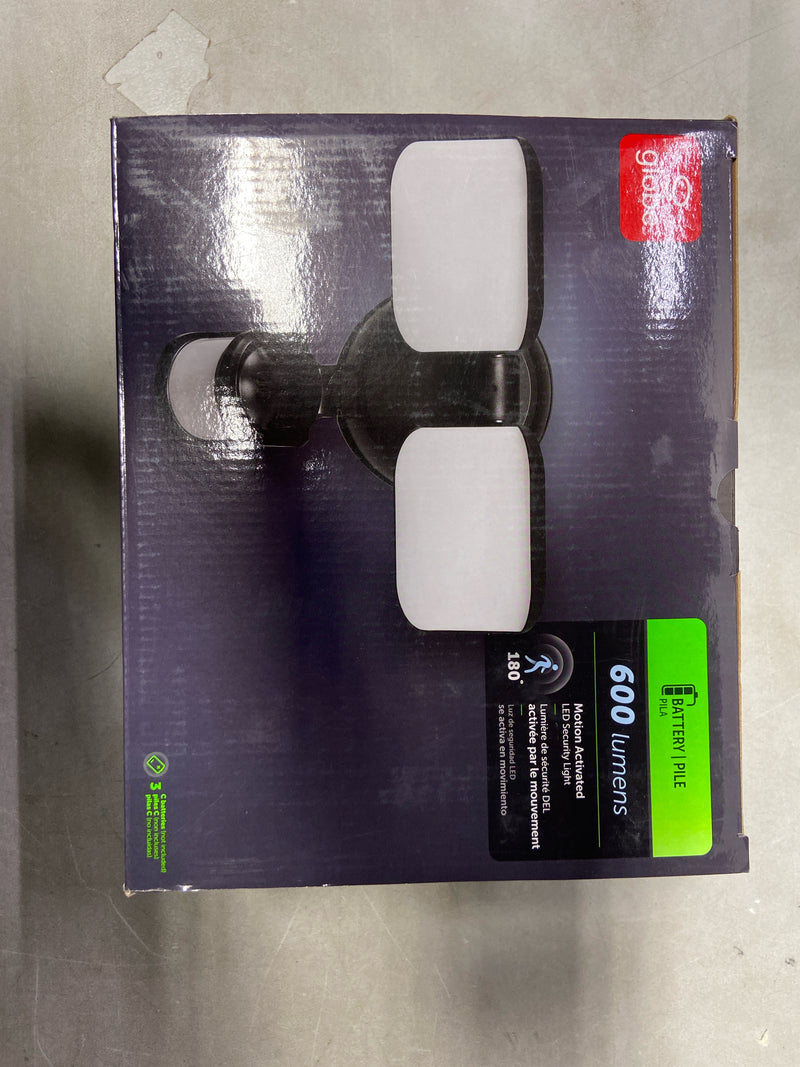 GLOBE Electric 180-Degree 15W Twin Head Black 600 Lumens Battery Operated Outdoor Integrated LED Flood Light Security Light, Outside House Lights