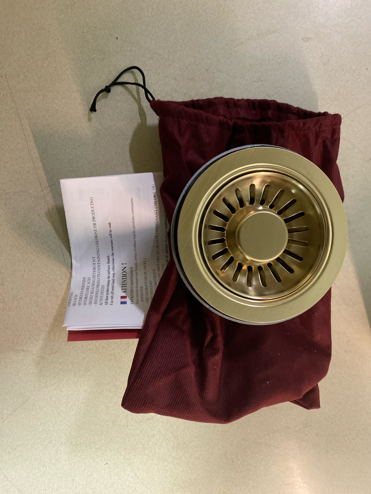 Rohl 738 3 1/2" Basket Strainer Without Remote pop-up - Antique Gold