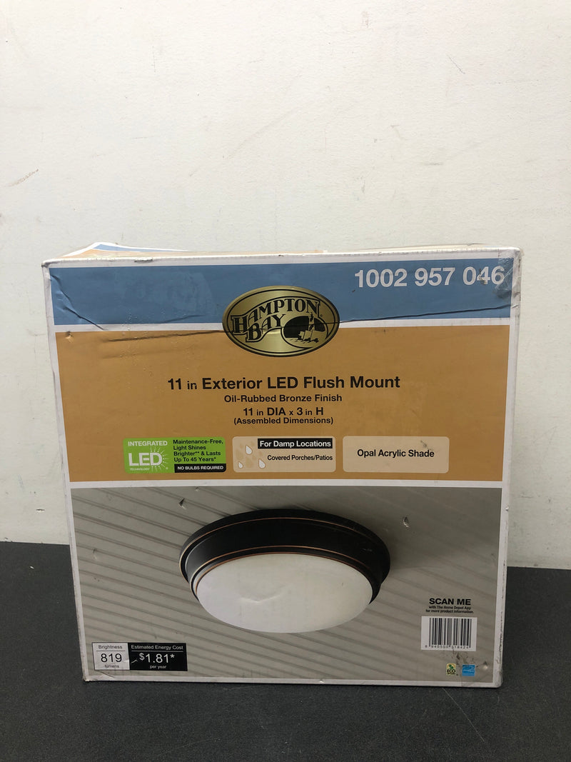 Hampton bay IKE2001L 11 in. Oil Rubbed Bronze Integrated LED Outdoor Flush Mount Ceiling Light