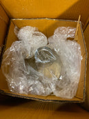 River of goods 20967 Gideon 40-Watt 1-Light Shaded Amber Glass Pendant Light with Jute Cord Cover