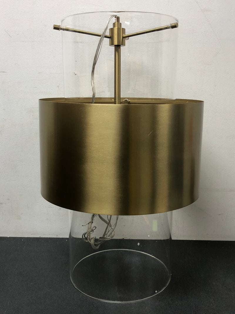 Quorum International 8013-80 12" Wide Pendant with Clear Glass and Metal Shades - Aged Brass