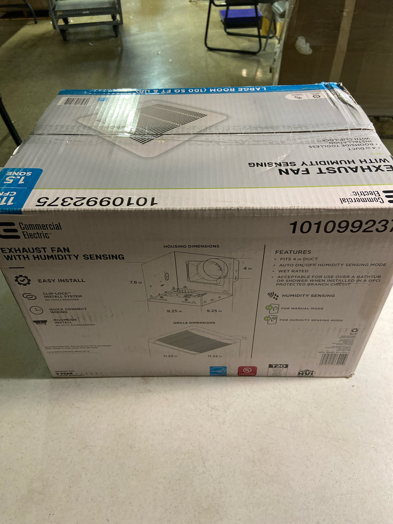 Commercial electric BPT14-24OD-H 110 CFM 1.5 Sone Bathroom Exhaust Fan with Humidity Sensing