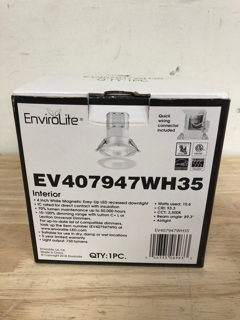 Designers Fountain EV407947WH35 Easy-Up LED Canless Recessed Fixture with 4" Baffle Trims - IC Rated and Airtight - White