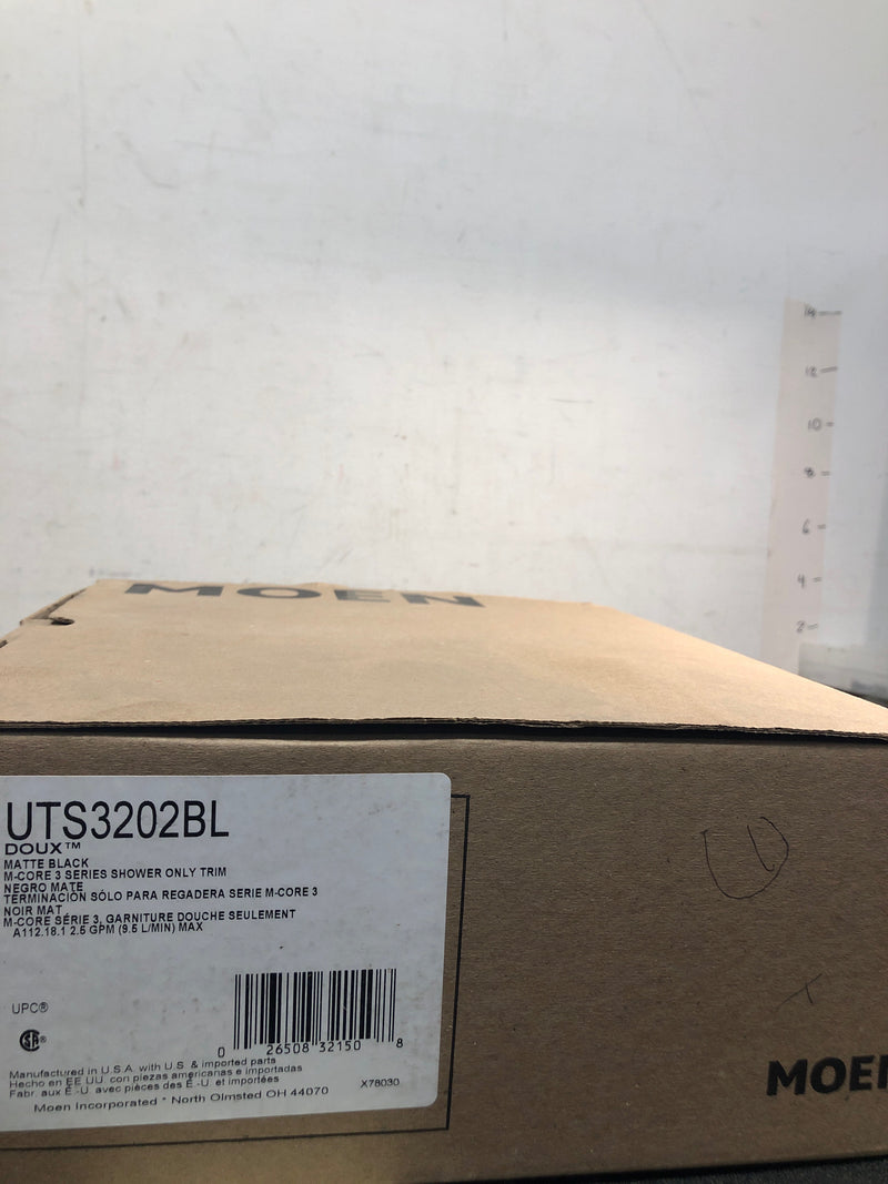 Moen UTS3202BL Doux M-CORE 3-Series 1-Handle Shower Trim Kit in Matte Black (Valve Not Included)