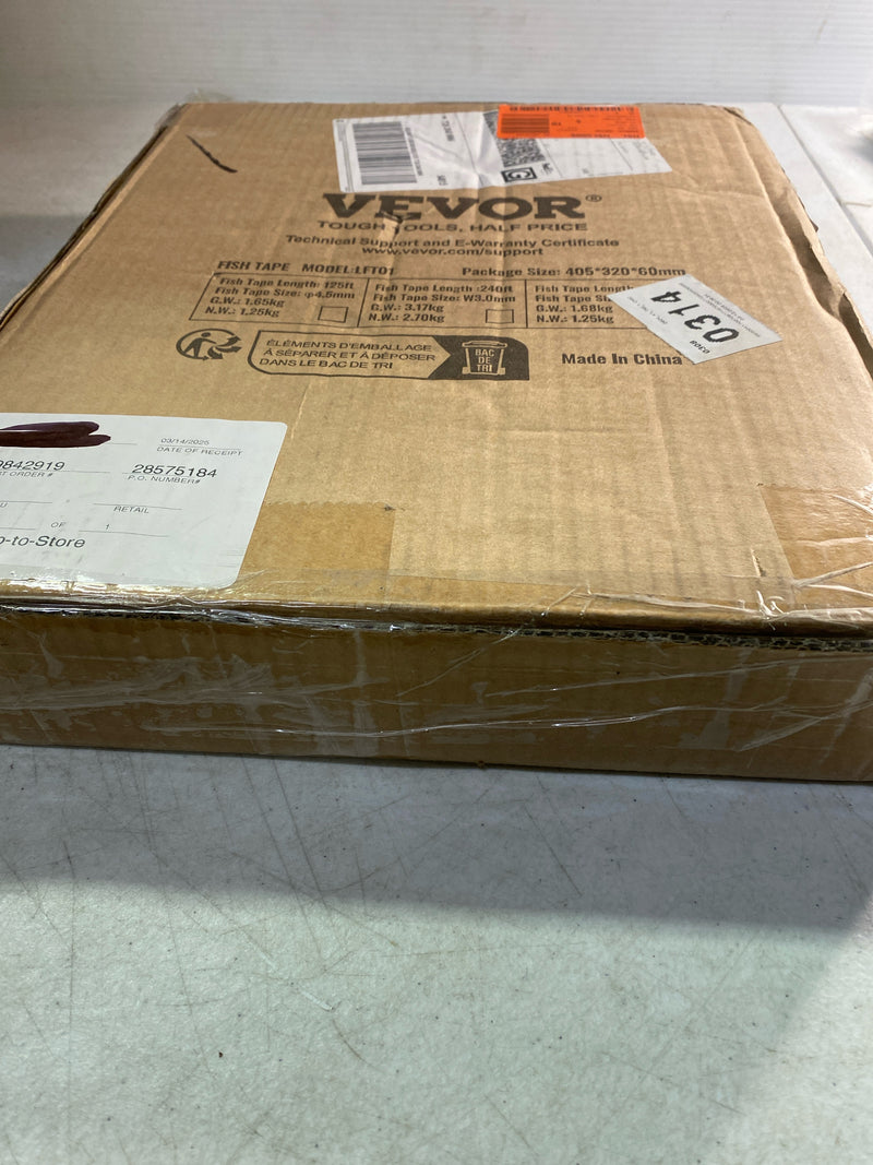 Vevor DJPYD316100FT6K90V0 Fish Tape 100 ft. 3/16 in. Fiberglass Wire Puller Fishing Tools with Handle, Cable Puller for Wall Electrical Conduit