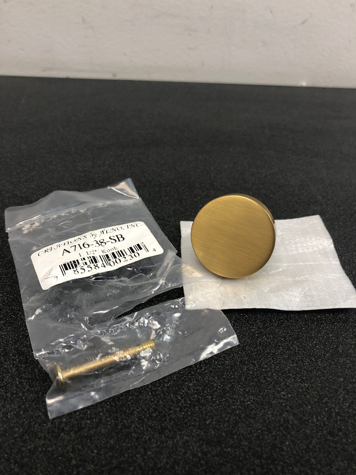 Alno A716-38-SB Moderne 1-3/8" Modern Round Disc Mushroom Solid Brass Cabinet Knob / Drawer Knob - Satin Brass
