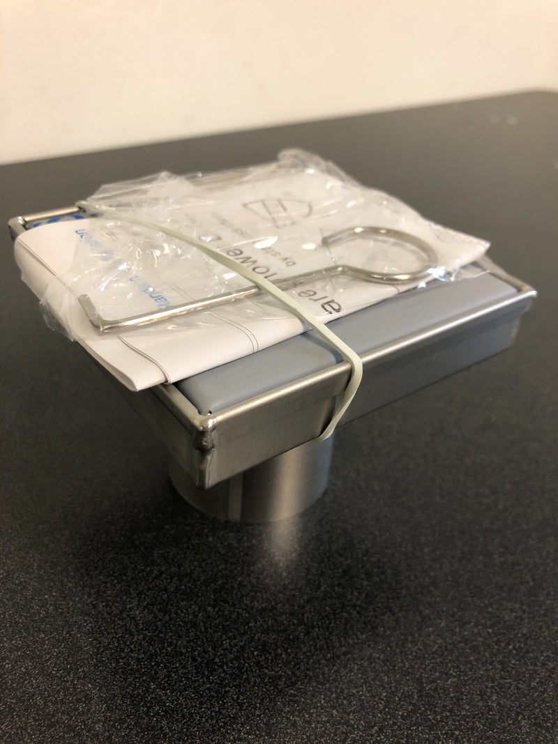Signature Hardware 4" Effendi Square Shower Drain - Brushed Stainless Steel