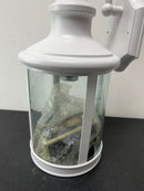 Globe electric 44537 Norman 1-Light White Outdoor Indoor Wall Lantern Sconce with Clear Seeded Glass Shade and Incandescent Bulb Included