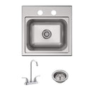 Elkay DLR172210PD3 Lustertone 17" Drop In Single Basin Stainless Steel Kitchen Sink with Basket Strainer - 3 Faucet Holes