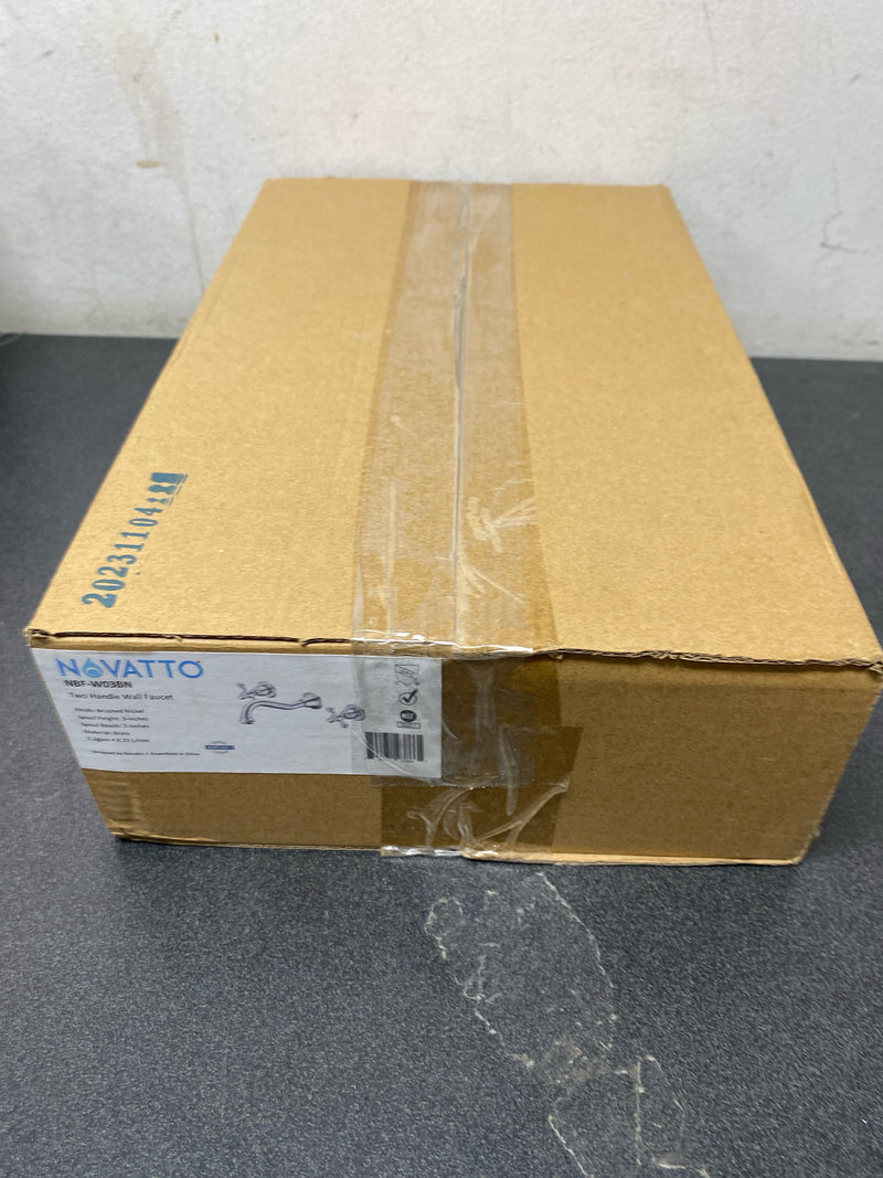 Novatto NBF-W03BN RIA Two Handle Wall Mount Bathroom Faucet in Brushed Nickel