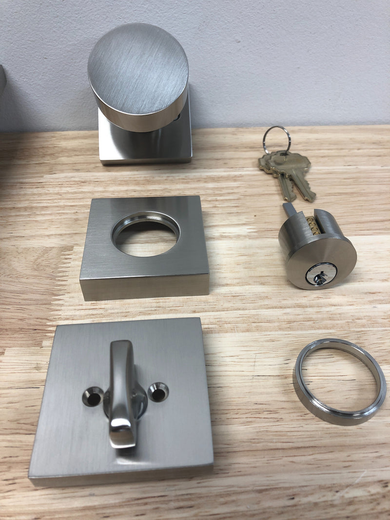 Emtek 4820ROUUS15 Baden Sectional Single Cylinder Keyed Entry Handleset with Round Interior Knob - Satin Nickel