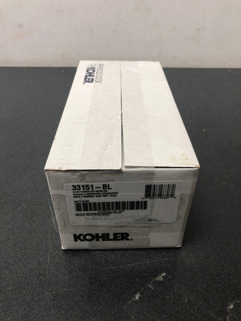 Kohler K-33151-BL Pop-up Clicker Drain Without Overflow - Matte Black