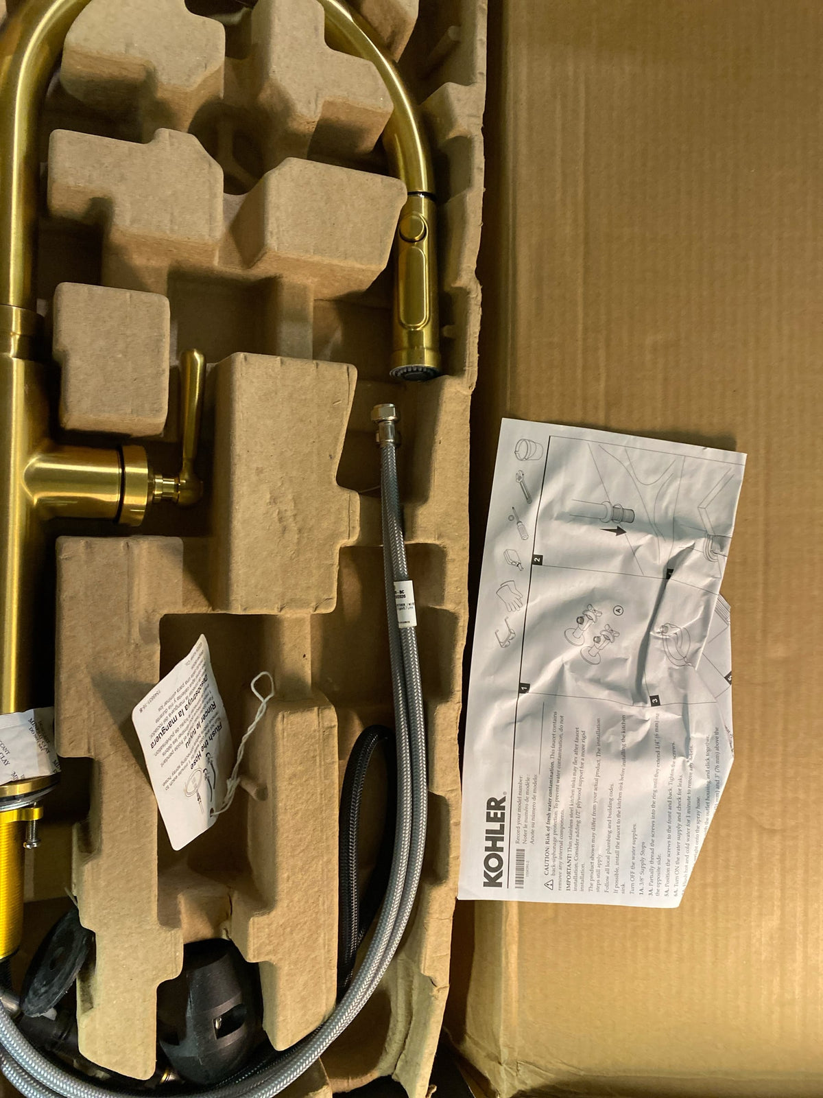 Kohler K-28358-2MB Edalyn by Studio McGee 1.5 GPM Single Hole Pull Down Kitchen Faucet with Boost Spray, DockNetik, ProMotion, and MasterClean Technologies - Vibrant Brushed Moderne Brass