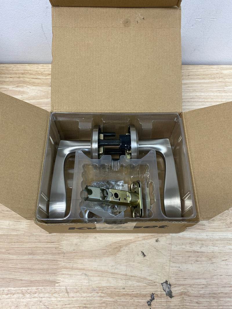 Kwikset 720SEL-15 Sedona Passage Door Lever Set with Round Rose - Satin Nickel